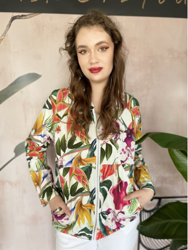 Bluza bawełniana z kapturem oversize w kwiaty - Włochy