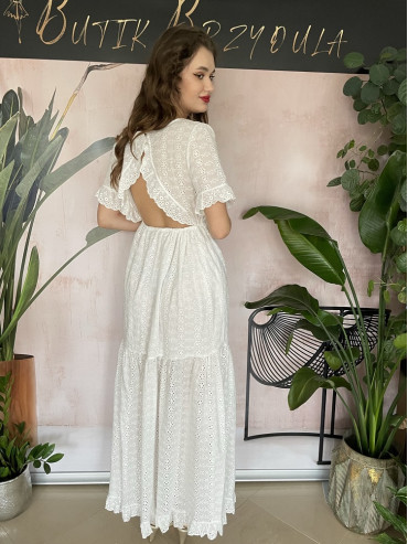 Sukienka boho odkryte plecy biała