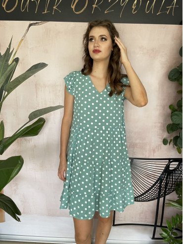 Sukienka w grochy zielona